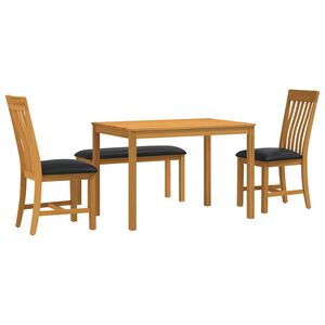 vidaXL Eetkamerset 4 st Zwart Massief Eikenhout