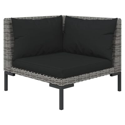 vidaXL 4-delige Loungeset met kussens poly rattan donkergrijs