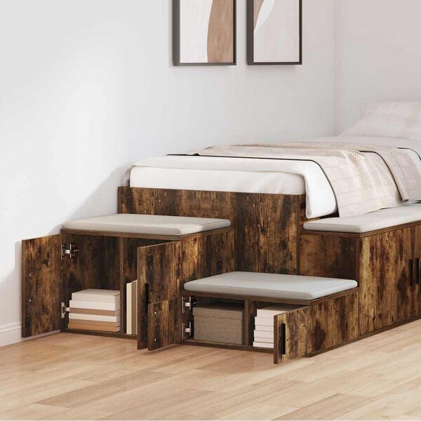 vidaXL Opbergkast 2 pcs Gerookt eiken 118 x 41 x 40 cm Bewerkt hout