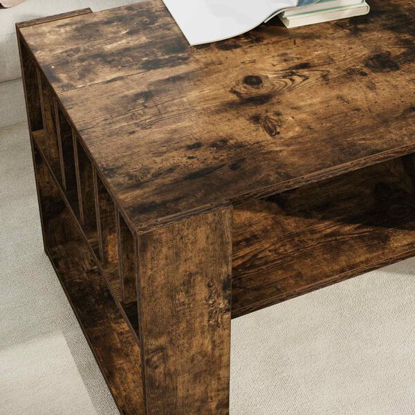 vidaXL Salontafel Gerookt eiken 92 x 49,5 x 45 cm Bewerkt hout