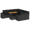vidaXL 9-delige Loungeset met kussens poly rattan zwart