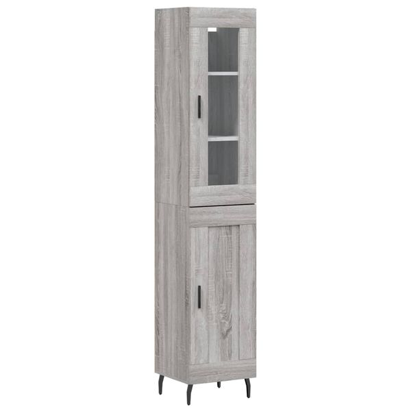 vidaXL Hoge kast 34,5x34x180 cm bewerkt hout grijs sonoma eikenkleurig
