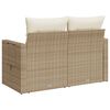 vidaXL Tuinbank 2-zits met kussens poly rattan beige