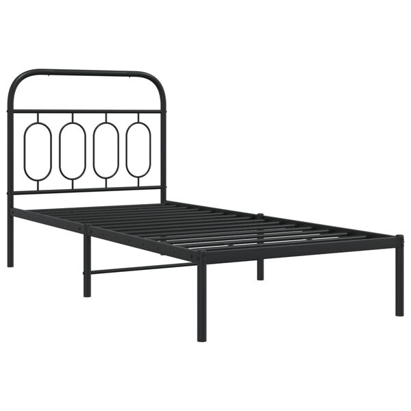 vidaXL Bedframe met hoofdbord metaal zwart 90x200 cm
