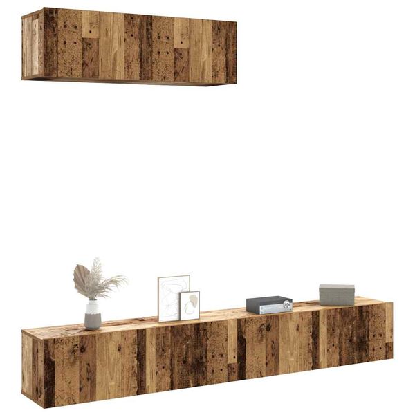 vidaXL Tv-wandmeubelen 3 st 100x30x30 cm bewerkt hout oud houtkleurig