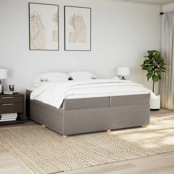 vidaXL Boxspring met matras stof taupe 200x200 cm