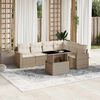 vidaXL 7-delige Loungeset met kussens poly rattan beige