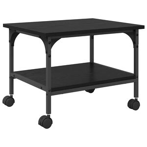 vidaXL Printerstand Zwart Eiken 50 x 40 x 38 cm Bewerkt hout