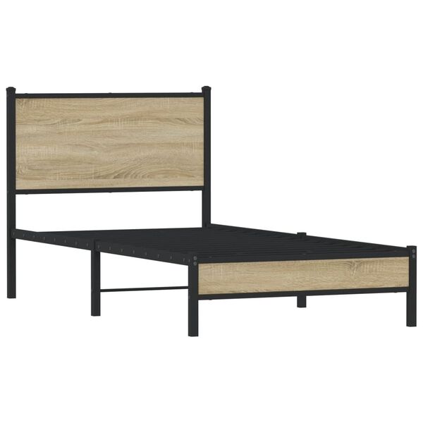 vidaXL Bedframe zonder matras metaal sonoma eikenkleurig 75x190 cm
