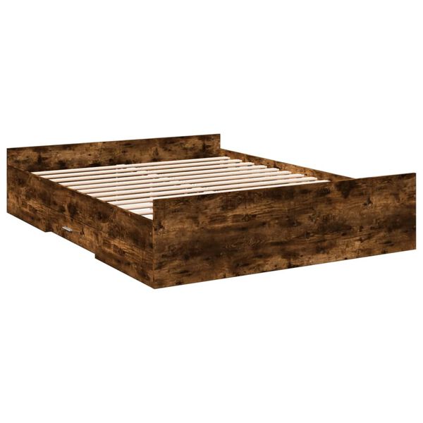 vidaXL Bedframe met lades bewerkt hout gerookt eikenkleurig 160x200 cm