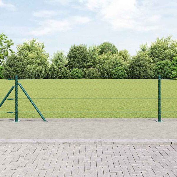 vidaXL Afrasteringspaal Groen 25 x 0,6 m (36 mm gaas) Staal en PVC