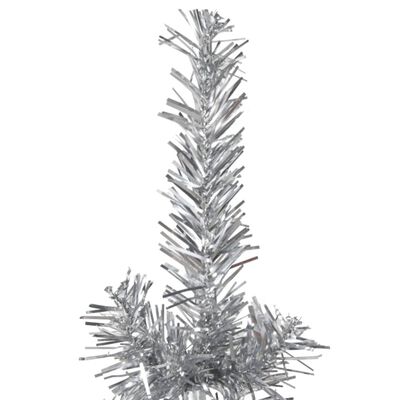 vidaXL Kunstkerstboom half met standaard smal 240 cm zilverkleurig