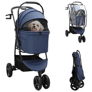 vidaXL Opvouwbare Huisdierenwagen Verstelbaar Blauw 78 x 54 x 101 cm