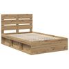 vidaXL Bedframe Ambachtelijk eiken 135 x 190 cm Massief grenenhout