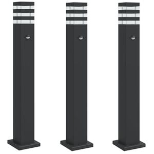 vidaXL Vloerlampen voor buiten 3 st met sensor 80 cm aluminium zwart