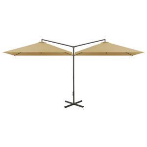 vidaXL Parasol dubbel met stalen paal 600x300 cm taupe