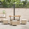vidaXL Tuin eettafelset Beige poly rattan