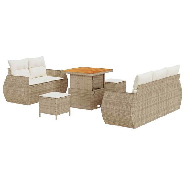 vidaXL Tuin Sofa Set met kussen 8 pcs Beige en Cr&egrave;me poly rattan