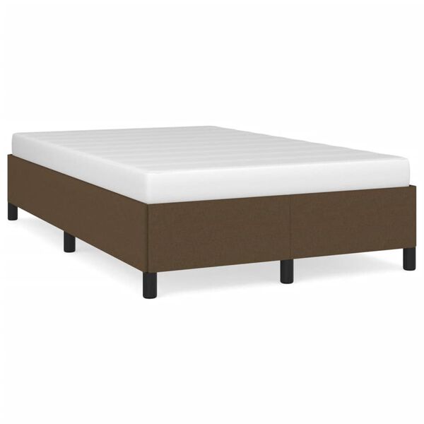 vidaXL Bedframe zonder matras 120x190 cm stof donkerbruin