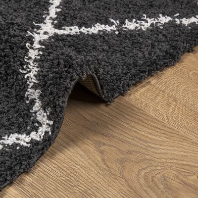 vidaXL Vloerkleed shaggy hoogpolig modern 300x400 cm zwart en crème