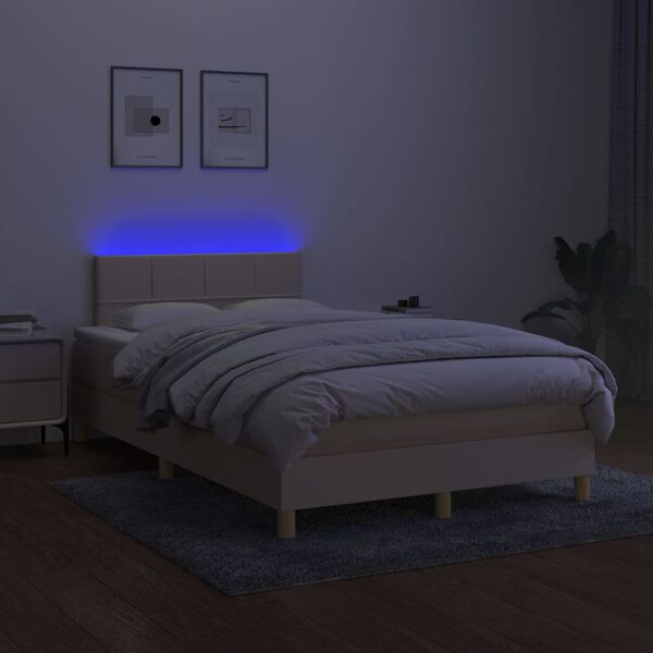 vidaXL Boxspring met matras en LED stof crèmekleurig 120x200 cm
