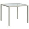 vidaXL Tuintafel 90x90x75 cm gehard glas en poly rattan wit