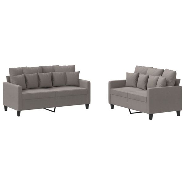 vidaXL 2-delige Loungeset met kussens stof taupe