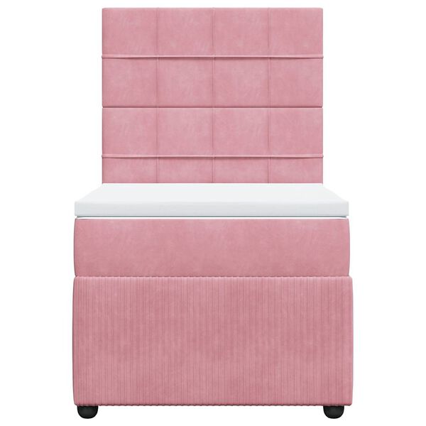 vidaXL Boxspring met matras fluweel roze 90x190 cm