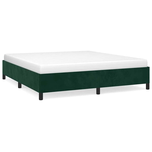 vidaXL Bedframe zonder matras 160x200 cm fluweel donkergroen