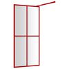 vidaXL Inloopdouchewand transparant 90x195 cm ESG-glas rood