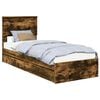 vidaXL Opslag bed met lade Gerookt eiken 75 x 190 cm Bewerkt hout