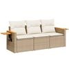 vidaXL 3-delige Loungeset met kussens poly rattan beige