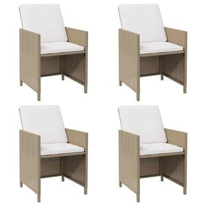 vidaXL Tuinstoelen 4 st met kussens poly rattan beige