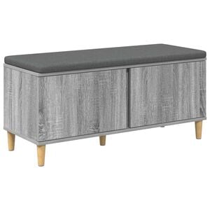 vidaXL Halbank met kussen met opslag Grijze Sonoma 100 x 38 x 46 cm