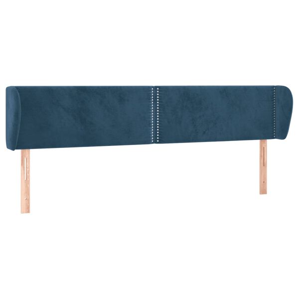 vidaXL Hoofdbord met randen 183x23x78/88 cm fluweel donkerblauw
