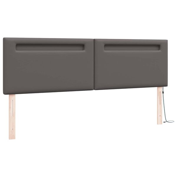 vidaXL LED Hoofdbord Grijs 180 cm Nep Leer