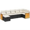 vidaXL 7-delige Loungeset met kussens poly rattan zwart