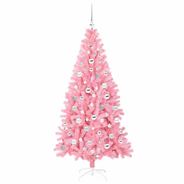 vidaXL Kerstboom met 300 LED met standaard Roze 180 cm PVC
