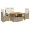 vidaXL 4-delige Tuinset met kussens poly rattan beige