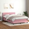 vidaXL Boxspring met matras en LED fluweel roze 160x210 cm