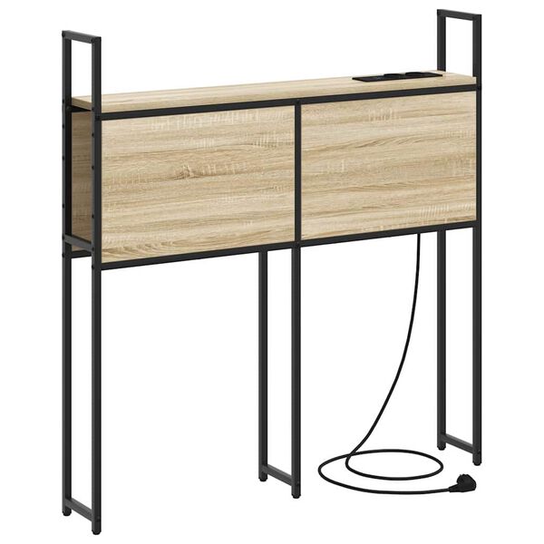 vidaXL Opberghoofdbord met Oplaadstation Sonoma eiken 93 x 15 x 98 cm