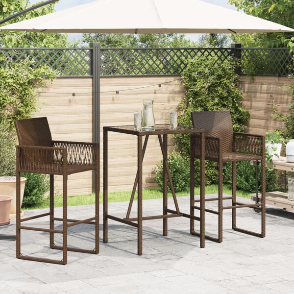 vidaXL Tuinbartafel 70x70x110 cm poly rattan bruin