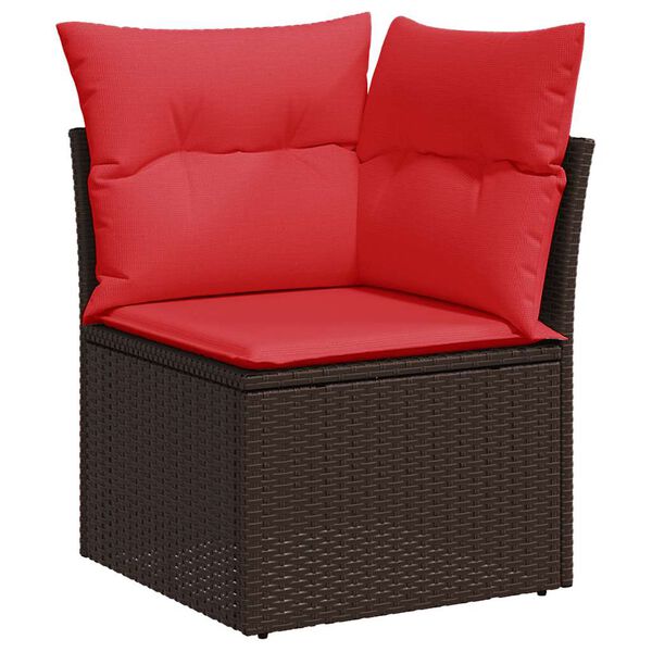 vidaXL 9-delige Loungeset met kussens poly rattan acacia bruin