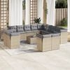 vidaXL 14-delige Loungeset met kussens poly rattan beige