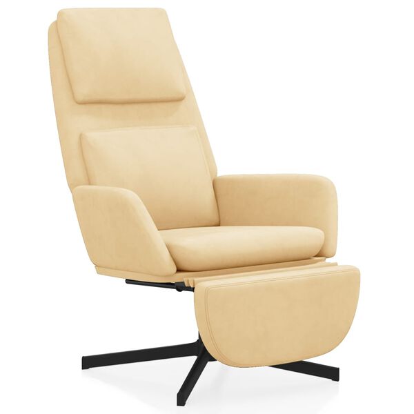 vidaXL Relaxstoel met voetensteun fluweel cr&egrave;mewit