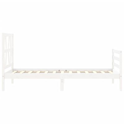 vidaXL Bedframe met hoofdbord massief hout wit 100x200 cm