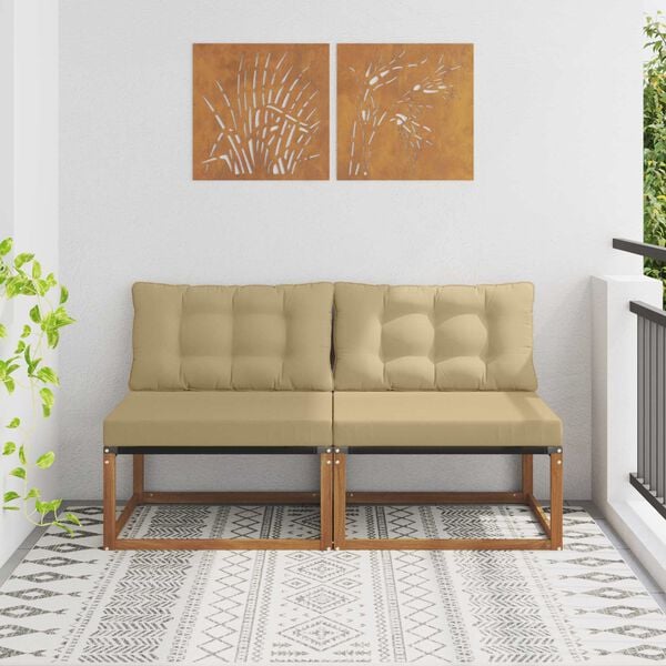vidaXL 2 Stuk Buiten Midden Sofa Massief Acaciahout Naturel
