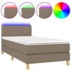 vidaXL Boxspring met matras en LED stof taupe 90x190 cm