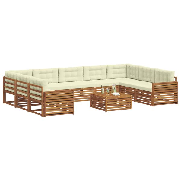 vidaXL Sofa-Sets 10 pcs Natuurlijk en Cr&egrave;me Massief Acaciahout