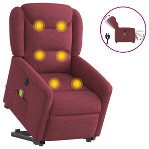 vidaXL Sta-op-massagestoel elektrisch verstelbaar stof wijnrood